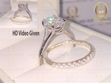 Load image into Gallery viewer, 2.21 CT Oval Crushed Ice Colorless Moissanite Solitaire Ring, Engagement Ring Set, Wedding Ring Set, Bridal Ring Set, White Gold Ring Set