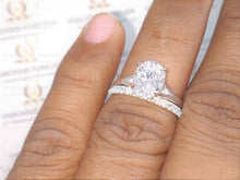 Load image into Gallery viewer, 2.21 CT Oval Crushed Ice Colorless Moissanite Solitaire Ring, Engagement Ring Set, Wedding Ring Set, Bridal Ring Set, White Gold Ring Set