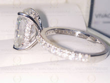 Load image into Gallery viewer, 4.81 CT Elongated Cushion Colorless Moissanite Engagement Ring | Hidden Halo Ring | Claw Prongs | Solid White Gold Ring | Wedding Ring Set