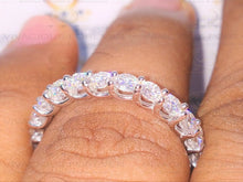 Load image into Gallery viewer, 3.5ctw Round Full White 3mm Forever One Moissanite Eternity Wedding Band Side Alternative Diamond Engagement Band for Women Fine Jewelry