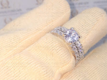 Load image into Gallery viewer, 3.68 TCW Round Cut Colorless Moissanite Ring, Matching Double Prong Wedding Band, Bridal Set, Half Eternity Band, White/Yellow/Rose Gold Set
