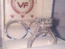 Load image into Gallery viewer, Radiant Forever One DEF Moissanite Ring, 1.6Ct Moissanite On Band,Hidden Halo Ring,Engagement Ring Set, Wedding Ring Set, Art Deco Trio Set