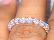 Load image into Gallery viewer, 3.5ctw Round Full White 3mm Forever One Moissanite Eternity Wedding Band Side Alternative Diamond Engagement Band for Women Fine Jewelry