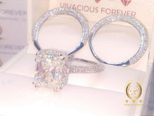 Load image into Gallery viewer, Radiant Forever One DEF Moissanite Ring, 1.6Ct Moissanite On Band,Hidden Halo Ring,Engagement Ring Set, Wedding Ring Set, Art Deco Trio Set