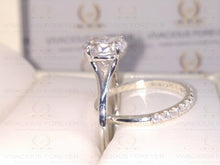 Load image into Gallery viewer, 2.21 CT Oval Crushed Ice Colorless Moissanite Solitaire Ring, Engagement Ring Set, Wedding Ring Set, Bridal Ring Set, White Gold Ring Set