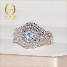 Load image into Gallery viewer, Moissanite Engagement Ring 1.02ct Round cut Forever One Moissanite Ring 1.23ct Natural Diamonds Halo Ring White Gold Anniversary Rings, Side Stone 0.51Ct Certified Natural Diamond.