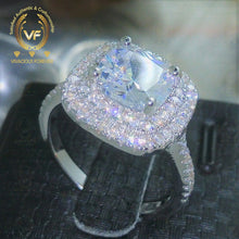 Load image into Gallery viewer, Cushion Colorless Forever One 2ct Stone Wedding Ring Gift For Fiance 0.52Ct Accented Natural Diamond Gorgeous Moissanite Engagement Rings