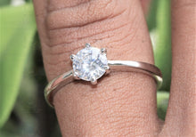 Load image into Gallery viewer, 1.11CT Round Cut Colorless Moissanite Engagement Ring/ White Gold Solitaire Ring/ Moissanite Daily Wear Ring For Womens/ B'day Gift For Her
