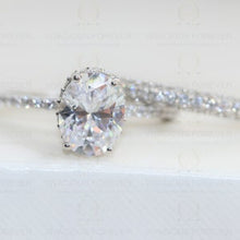 Load image into Gallery viewer, 3.98CTW Oval Wedding Bridal Ring, Oval Moissanite Engagement Ring Set, Hidden Halo Ring Set, Ring for Women, Propose Ring, Matching Band