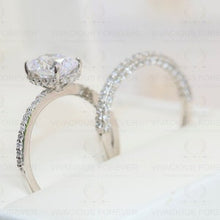 Load image into Gallery viewer, 3.98CTW Oval Wedding Bridal Ring, Oval Moissanite Engagement Ring Set, Hidden Halo Ring Set, Ring for Women, Propose Ring, Matching Band