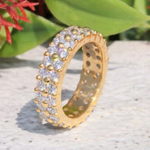 Load image into Gallery viewer, Colorless Round Cut 4.56CTW Full Eternity Band, Two Row Moissanite Band, Double Row Band, Wedding Band, Anniversary Band For Gift For Her