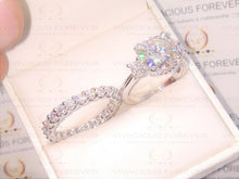 Load image into Gallery viewer, 3.0CT Forever One Round Moissanite Engagement Ring Set, Moissanite Wedding Ring Set, Ring Enhancer, Diamond Prongs, 14Kt Gold Ring Set