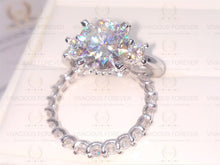 Load image into Gallery viewer, 3.0CT Forever One Round Moissanite Engagement Ring Set, Moissanite Wedding Ring Set, Ring Enhancer, Diamond Prongs, 14Kt Gold Ring Set