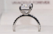 Load image into Gallery viewer, 3.67CT Colorless Emerald Cut Moissanite Solitaire Ring / Colorless Moissanite Gold side Paved Real Diamond VS/FG Engagement Ring / Special Gift Ring For Her