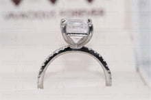 Load image into Gallery viewer, 3.67CT Colorless Emerald Cut Moissanite Solitaire Ring / Colorless Moissanite Gold side Paved Real Diamond VS/FG Engagement Ring / Special Gift Ring For Her