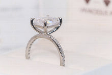 Load image into Gallery viewer, 3.67CT Colorless Emerald Cut Moissanite Solitaire Ring / Colorless Moissanite Gold side Paved Real Diamond VS/FG Engagement Ring / Special Gift Ring For Her