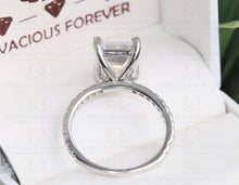 Load image into Gallery viewer, 3.67CT Colorless Emerald Cut Moissanite Solitaire Ring / Colorless Moissanite Gold side Paved Real Diamond VS/FG Engagement Ring / Special Gift Ring For Her