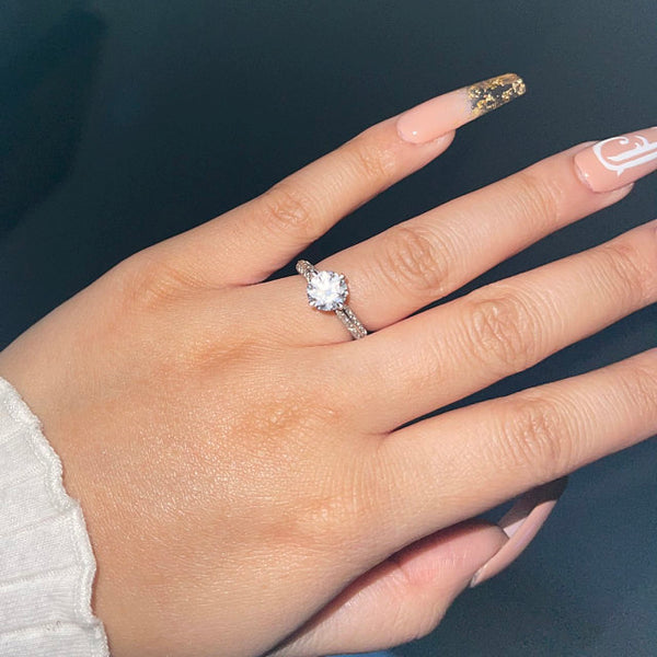 Round Cut Sparkle Forever One EF Color 1.78ct Moissanite Ring Pave Assented With .23ct Genuine Moissanite 18K white gold Custom Made Ring