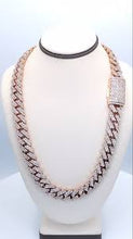 Load image into Gallery viewer, This is Requested Reserved Custom Order 1st Payment Plan for VVS Moissanite 925 Rose Gold Plated 14mm &amp; 22 inches Hip Hop Cuban, Miami Cuban
