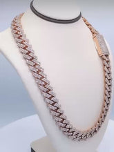 Load and play video in Gallery viewer, This is Requested Reserved Custom Order 1st Payment Plan for VVS Moissanite 925 Rose Gold Plated 14mm &amp; 22 inches Hip Hop Cuban, Miami Cuban
