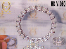 Load image into Gallery viewer, 3.5ctw Round Full White 3mm Forever One Moissanite Eternity Wedding Band Side Alternative Diamond Engagement Band for Women Fine Jewelry
