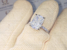 Load image into Gallery viewer, 4.81 CT Elongated Cushion Colorless Moissanite Engagement Ring | Hidden Halo Ring | Claw Prongs | Solid White Gold Ring | Wedding Ring Set
