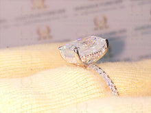 Load image into Gallery viewer, 4.81 CT Elongated Cushion Colorless Moissanite Engagement Ring | Hidden Halo Ring | Claw Prongs | Solid White Gold Ring | Wedding Ring Set
