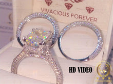 Load image into Gallery viewer, Radiant Forever One DEF Moissanite Ring, 1.6Ct Moissanite On Band,Hidden Halo Ring,Engagement Ring Set, Wedding Ring Set, Art Deco Trio Set
