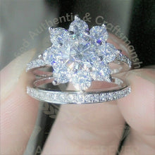 Load image into Gallery viewer, 2.67Ctw On Flower Shape Halo Forever One Moissanite Engagement Ring with 0.34ct Moissanite on Shank, 14K Gold Wedding Ring, Art Deco Ring

