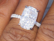 Load image into Gallery viewer, 4.81 CT Elongated Cushion Colorless Moissanite Engagement Ring | Hidden Halo Ring | Claw Prongs | Solid White Gold Ring | Wedding Ring Set
