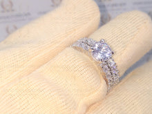Load image into Gallery viewer, 3.68 TCW Round Cut Colorless Moissanite Ring, Matching Double Prong Wedding Band, Bridal Set, Half Eternity Band, White/Yellow/Rose Gold Set
