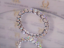 Load image into Gallery viewer, 3.5ctw Round Full White 3mm Forever One Moissanite Eternity Wedding Band Side Alternative Diamond Engagement Band for Women Fine Jewelry
