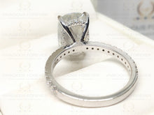 Load image into Gallery viewer, 4.81 CT Elongated Cushion Colorless Moissanite Engagement Ring | Hidden Halo Ring | Claw Prongs | Solid White Gold Ring | Wedding Ring Set
