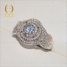 Load image into Gallery viewer, Moissanite Engagement Ring 1.02ct Round cut Forever One Moissanite Ring 1.23ct Natural Diamonds Halo Ring White Gold Anniversary Rings, Side Stone 0.51Ct Certified Natural Diamond.
