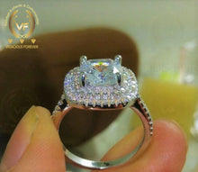 Load image into Gallery viewer, Cushion Colorless Forever One 2ct Stone Wedding Ring Gift For Fiance 0.52Ct Accented Natural Diamond Gorgeous Moissanite Engagement Rings
