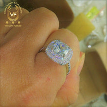 Load image into Gallery viewer, Cushion Colorless Forever One 2ct Stone Wedding Ring Gift For Fiance 0.52Ct Accented Natural Diamond Gorgeous Moissanite Engagement Rings
