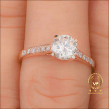 Load image into Gallery viewer, Round Cut Colorless 1.57Ct Moissanite Engagement Ring, 14K Gold Moissanite Solitaire Ring, Moissanite Wedding Ring, Channel Setting Ring
