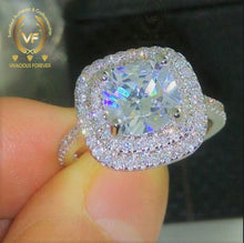 Load image into Gallery viewer, Cushion Colorless Forever One 2ct Stone Wedding Ring Gift For Fiance 0.52Ct Accented Natural Diamond Gorgeous Moissanite Engagement Rings
