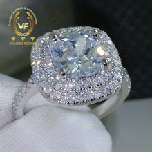 Load image into Gallery viewer, Cushion Colorless Forever One 2ct Stone Wedding Ring Gift For Fiance 0.52Ct Accented Natural Diamond Gorgeous Moissanite Engagement Rings
