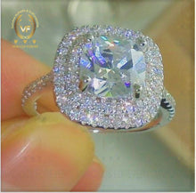 Load image into Gallery viewer, Cushion Colorless Forever One 2ct Stone Wedding Ring Gift For Fiance 0.52Ct Accented Natural Diamond Gorgeous Moissanite Engagement Rings
