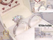 Load image into Gallery viewer, 3.89CT Round Forever One DEF Moissanite Ring,1.31Ct Moissanite On Accent Ring Gift,Engagement Ring Set,Wedding Ring Set, Art Deco Bridal Set, Accented Certified Real Diamond Side Stone.
