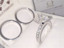 Load image into Gallery viewer, 5.32 TCW Radiant Cut Colorless Moissanite Ring Set, Moissanite Matching band Anniversary Ring Set, Trio Set, Matching Band, Wedding Ring Set
