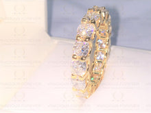 Load image into Gallery viewer, 8.22TCW Round Brilliant Colorless Moissanite Full Eternity Wedding Band, Comfort Fit Sparkle Moissanite Band, Solid Gold Anniversary Band
