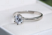 Load image into Gallery viewer, 1.11CT Round Cut Colorless Moissanite Engagement Ring/ White Gold Solitaire Ring/ Moissanite Daily Wear Ring For Womens/ B&#39;day Gift For Her
