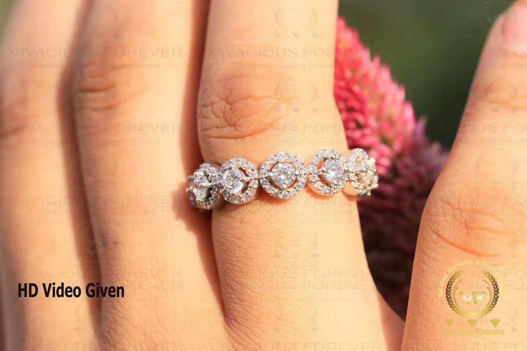 Colorless Certified Moissanite 5.14Ct Round Moissanite Wedding Band,14K Gold Ring,Halo Moissanite Engagement Ring,Eternity Moissanite Band