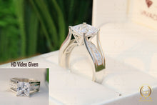 Load image into Gallery viewer, 2.23Ct Princess EF Colorless Moissanite Engagement Ring with 0.78Ct Princess Moissanite On Shank, Gold Split Shank Solitaire Wedding Ring

