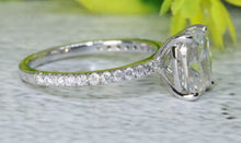 Load image into Gallery viewer, 2.78CT Hidden Halo Elongated Cushion Moissanite Ring | Colorless Moissanite Ring | Accented Real Certified Diamond Ring | Engagement Ring | Side Stone 0.51Ct Certified Natural Diamond.
