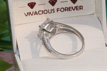 Load image into Gallery viewer, 2.5CTW Halo Cushion Cut Colorless Sparkle Moissanite Engagement Ring with 0.64ct of Natural Diamonds on Side, 14K White Gold Wedding Ring
