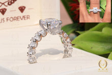 Load image into Gallery viewer, 3.21Ct Round Cut Colorless Moissanite Engagement Ring with 2.67Ct Accented Moissanite Unique Ring, 14K Solid Gold Ring, Ring For Women Gift
