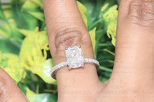 Load image into Gallery viewer, 2.78CT Hidden Halo Elongated Cushion Moissanite Ring | Colorless Moissanite Ring | Accented Real Certified Diamond Ring | Engagement Ring | Side Stone 0.51Ct Certified Natural Diamond.
